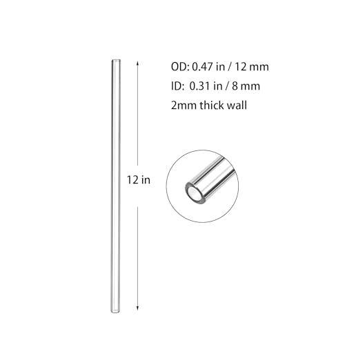 Image of 12 inch Glass Blowing Tubes 12mm OD 2mm Thick, 8 Pack Borosilicate Glass Tubing
