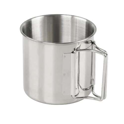 Werwing Tazas de camping de acero inoxidable – 660 ml/632.2 g tazas con asa plegable para mochileros, senderismo, pesca y supervivencia, duraderas, ligeras y aptas para lavavajillas