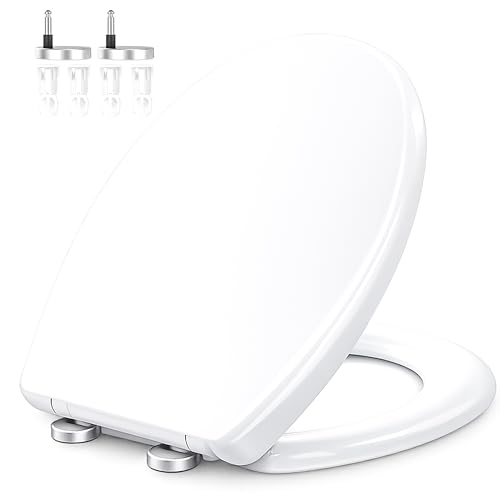 Zuvo Soft Close Toilet Seat (O-Shape, Quick Release) – UK Standard White Toilet Seat with Adjustable Hinges Anti-Slam Mechanism