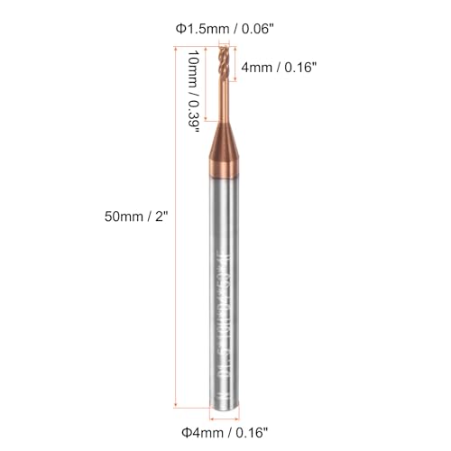 Image of HARFINGTON Square Nose End Mill 4mm Shank 1.5mm x 10mm AlTiSin Coated Solid Carbide Long Reach Extended Neck 4 Flutes CNC Router Bit Milling Cutter for Stainless Steel Hardened Steel
