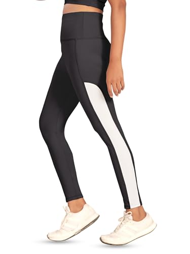 Image of Women's Polyester Blend Yoga Pants with High Rise Waist Stretch Fit Design Side Patti Slim Fit Style and Standard Length | Workout Track Pants | Joggers for GymRunning | Sports Top