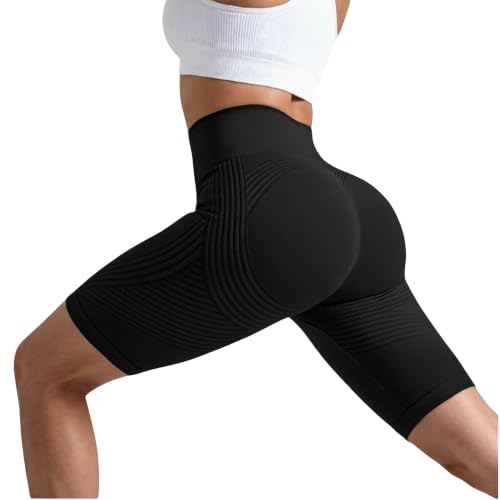 3D Anti Cellulite Compression Shorts Leggings for Women Tummy Control Butt Lifting Firm Sculpting Cycling Anti Chafing Biker Running Workout Athletic Gym Yoga Shorts Black M