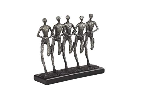 Deco 79 14” X 12” Textured Silver Human Figurines Running Sculpture On Black Base #TOP6