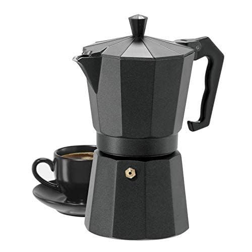 Aluminium Italian Espresso Stove Coffee Maker Filter Coffee Percolator - Moka Pot (Black 6cup)-image-42