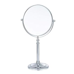 fcya Makeup Mirror,Magnifying Mirror 1/20X Magnification, Large Table top Two-Sided Swivel Vanity Mirror, Chrome FinishStyle 1-8 inches