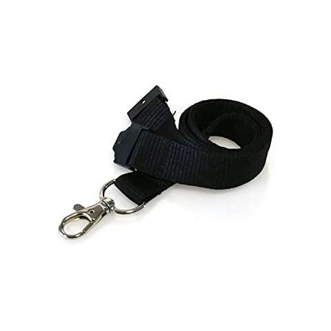 100 x Black 20mm Lanyards for ID Badges with Safety Breakaways and Trigger Clip | Crown Systems Lanyards | Lanyards for ID Card Holders | Office Lanyards Cover