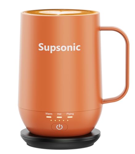 Supsonic - 16oz Self Heating Coffee Mug, Smart Heated Coffee Mug Faster Direct-Contact Heating Up to 149°F, Coffee Mug Warmer Set with Auto Shut-Off - Gifts for Men Women | S2