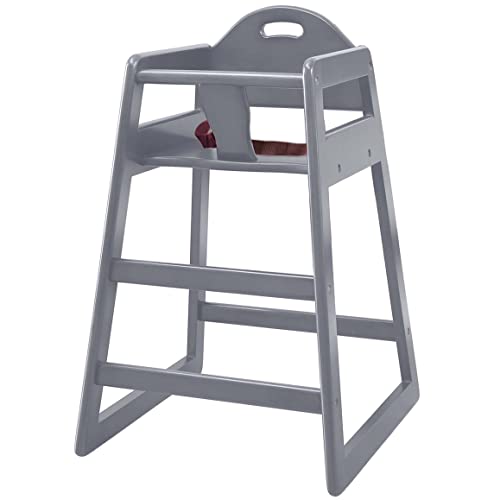 Image of Wooden High Chair for Baby & Toddler - Restaurant-Style Stackable HighChair with Commercial Grade Solid Wood for Dining Table & Kitchen - Compact & Portable Design for Home & Restaurant Use - Gray
