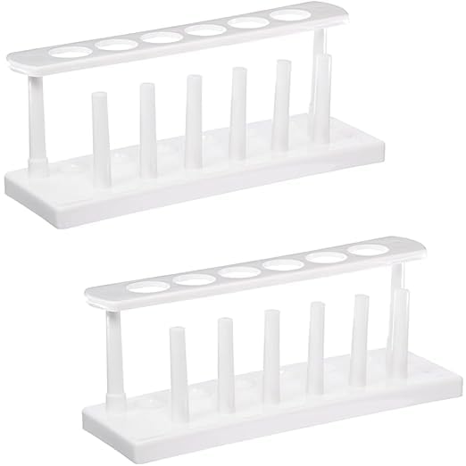 Bello Polyppropylene Set of 2 Test Tube Stand with Drying Pins, 6 Tube, For School College Lab Laboratory, Chemistry