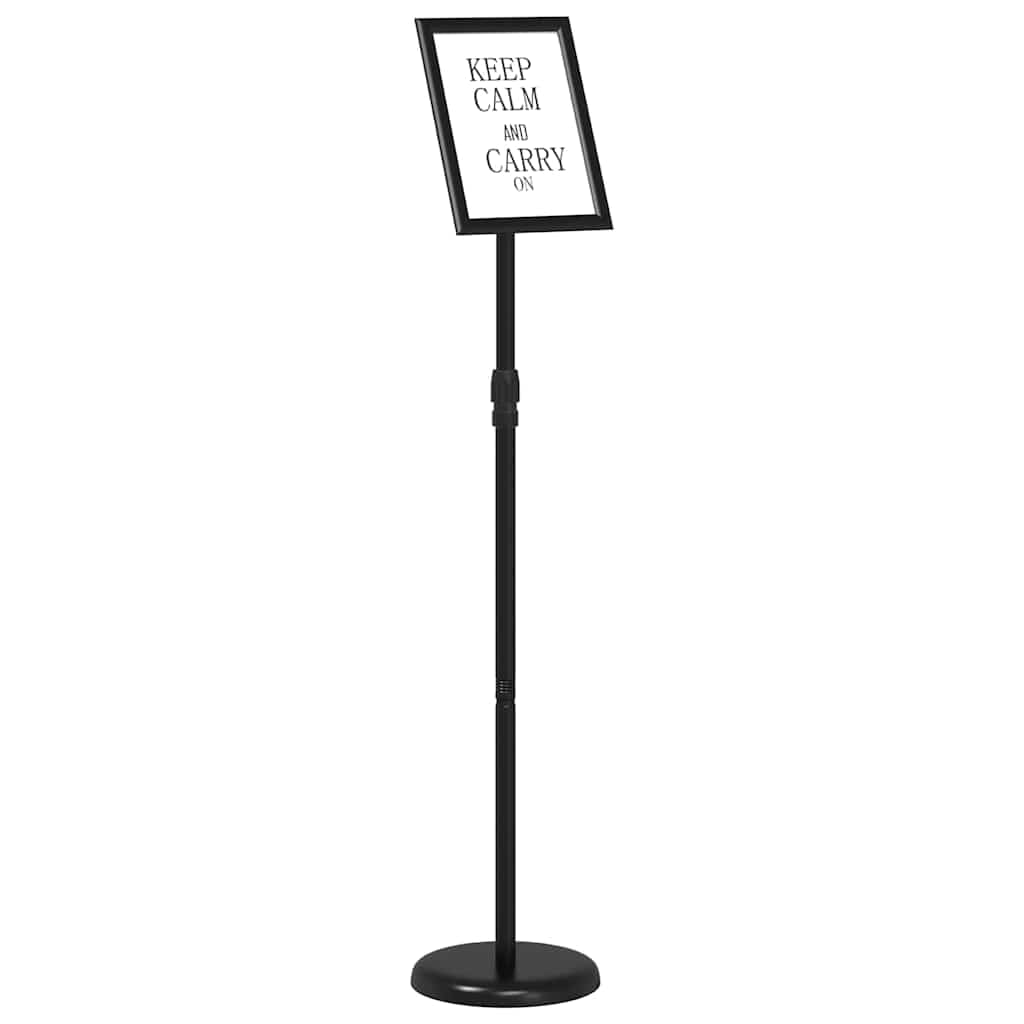 Support d'exposition en aluminium noir réglable en hauteur 95-128 cm pour foires et événements 25 x 25 x 125 cm