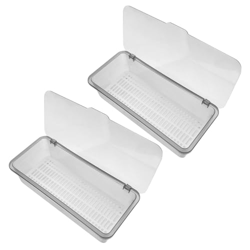 HAWILLOSCH 2個 キッチン用多機能カトラリートレイ 蓋付き製耐久収納ケース 大容量箸立て 食器収納 引き出し整理用 水切り機能付き グレー色