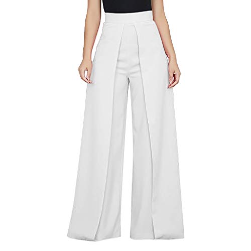 RISTHY Pantalones Mujer Ancho Pierna Pantalones de Vestir Oficina Fiesta Palazzo Cintura Alta Elástica Holgados Flojos Suave Casual Verano Pantalones Acampanados