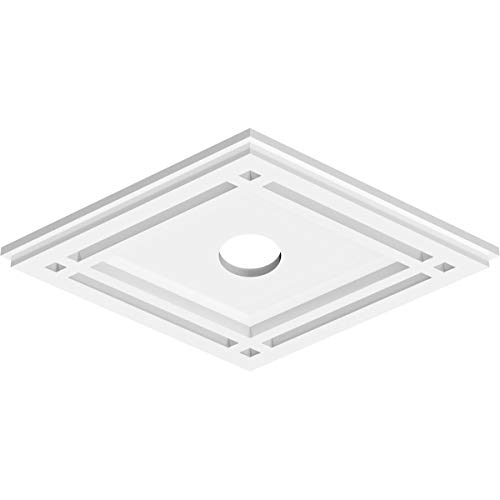 Image of Ekena Millwork CMP16X10DD-02000 Diamond Architectural Grade PVC Contemporary Urethane Ceiling Medallions 16 inchW x 10 5 /8 inchH x 2 inchID x 5 1 /2 inchC x 1 inchP