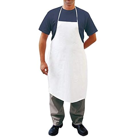 Disposable White Aprons 28" x 36". Waterproof Laminated Protective PPE Bibs. - white - Medium Cover
