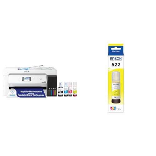 Image of Epson EcoTank ET-15000 Wireless Color All-in-One Supertank Printer with Scanner & 522 EcoTank Ink Ultra-high Capacity Bottle Yellow