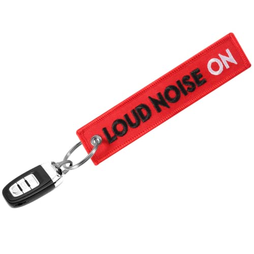 Desconocido Porte-clés de moto, porte-clés de voiture, porte-clés pour moto, porte-clés en tissu Loud Noise ON, rouge, standard Cover