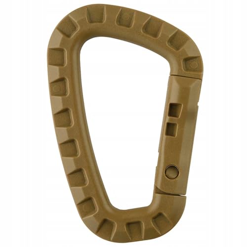 M-Tac Taktischer Karabiner aus ABS Kunststoff – Leichter Outdoor Befestigungshaken mit Anti-Rutsch-Griff, ideal als Schlüsselanhänger, für Handschuhe, Mütze, Messer, Camping, Wandern, Coyote, 3 Stück
