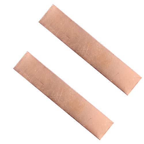 Pure Copper Anode 2 Pcs, 3.93 x 0.79 x 0.04 Inch (19 GA) 99.95% High Purity Copper Electrode Strips, Pure Copper Sheet for Copper Plating and Copper Electroplating