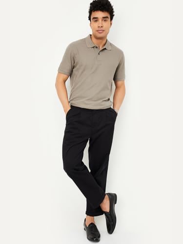 Image of Max Mens Cotton Blend Regular Fit Half Sleeves Solid Polo T-Shirt