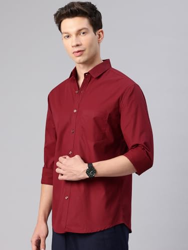 Image of Majestic Man Men's Cotton Slim Fit Solid Casual Shirt