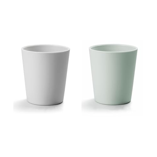 RabyLeo Simple Household Toothbrush Cup 2-Piece Set, Toothbrush Holder, Drinking Cup, 9.5 oz (280ml) (Gray & Green)