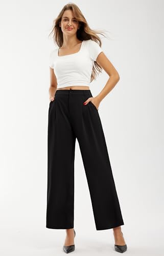 Women's Wide Leg Pants with High Waist and Elastic Waist