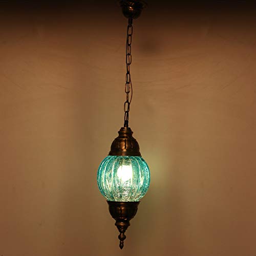 Globe Shape Doom Pendent Hanging Colourful Ceiling Lamp Light, Compatible With 5 To 60 Watt LED, Round, Glass For Rs. 145 @ 93 %