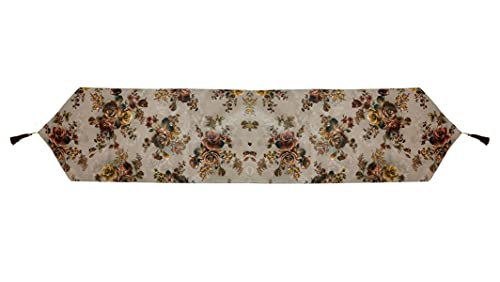 Image of Heart Home Flower Design Cotton Table Runner for Family Dinners or Gatherings, Indoor or Outdoor Parties & Everyday Use, 16 inchx68 inchinch (Brown), Standard (HS39HEARTH023541)