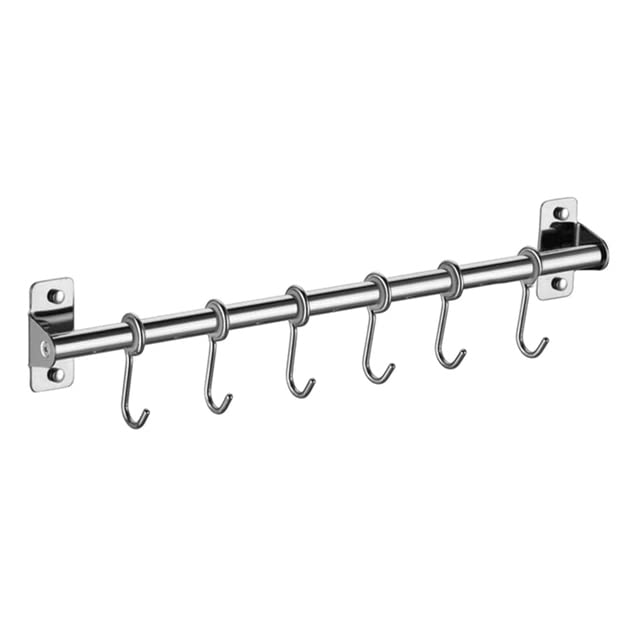 Estante para utensilios montado en la pared Riel de cocina colgante de acero inoxidable con ganchos extraíbles 6/8/10 Organizador de suspensión-1