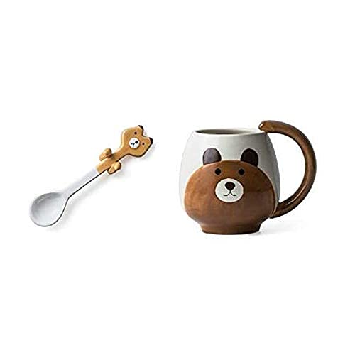 Zodensot Tasse à café en céramique peinte à la main avec cuillère à café en forme d'animal, 330 ml Cover