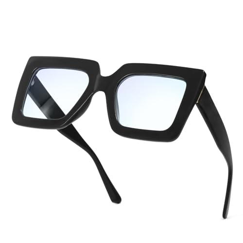 CLRAEGONK Oversized Blue Light Glasses for Women Fashion Square Thick Frames Stylish Non-Prescription Eyewear GRACE