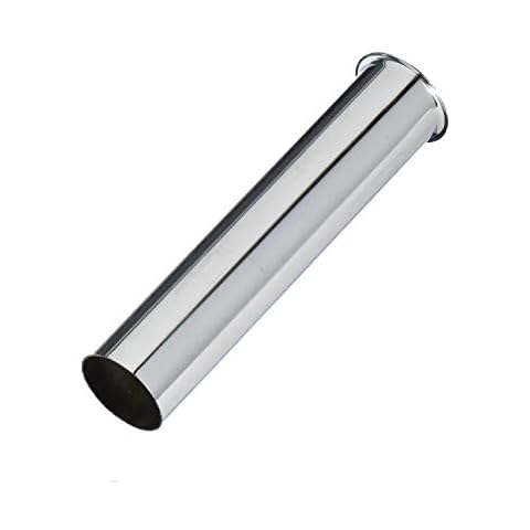 EZ-FLUID Heavy Duty Commercial Grade 17GA Chrome Brass Tubular 1-1/4" x 9" Flanged Sink Tailpiece For Bathroom Under Sink Plumbing Pop-up Drain Pipe and Laundry Under Sink Tube (1) Cover