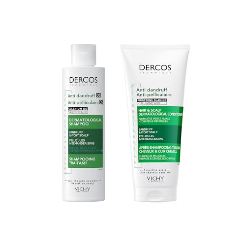 Image of Vichy Dercos Anti-Dandruff Shampoo 200ml & Conditioner 200ml Bundle for Oily, Itchy, Flaky Scalp With Salicylic Acid, Selenium Sulfide & Hyaluronic Acid, Dermatologist Recommended