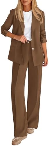KIRUNDO Womens Suits 2 Piece Set Business Casual Blazer Jacket Wide Leg Dress Pants Suits Professional Work Office Outfits