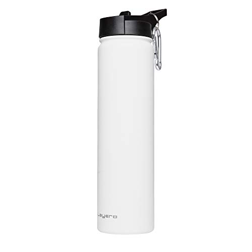 Layer 8 Stainless Steel Portable Water Bottle With Pop Up Straw And Screw On Lid #TOP1