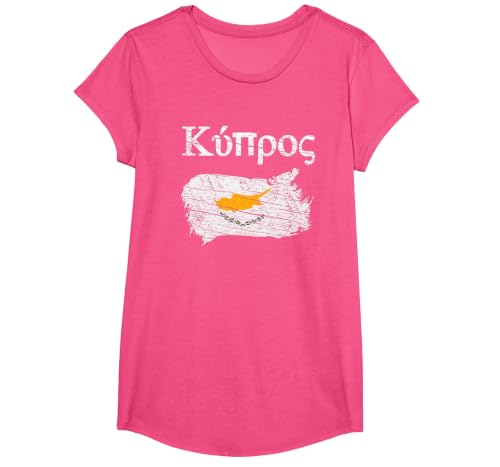 Cyprus Cyprian Flag Vintage Graphic Cyprus Lovers Tourists T-Shirt, Girls, Pink Heather, Small