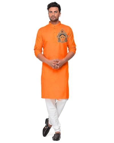 Image of Men's Digital Printed Kurta for Festival Navratri Pooja