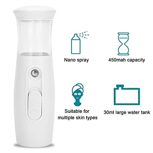 Nano Facial Sprayer White Home Travel Portable Handheld Moisturing Face Cool Mist Steamer Mini Humidifier With 30Ml Water Tank For Skin Care #TOP6