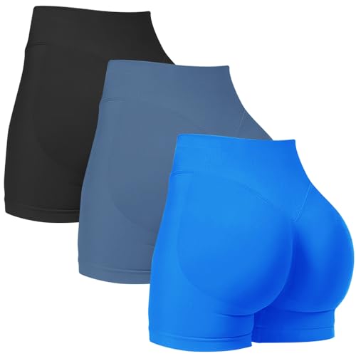 Short de sport femme sans couture taille haute lot de 3 pièces pour fitness et yoga taille M