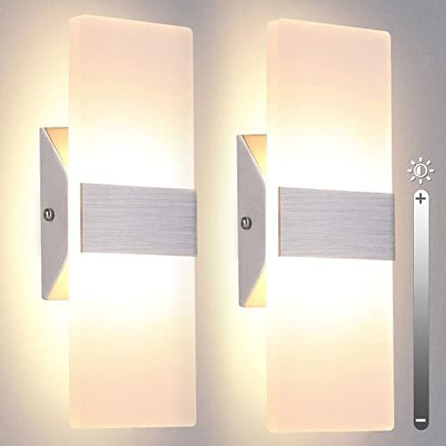 TRLIFE Modern Wall Sconces Set of 2, Dimmable LED Wall Sconce 12W 3000K Warm White Hardwired Wall Sconce Lighting for Bedroom, Bathroom, Living Room, Porch, Staircase, Cafe, Hotel (2 Pack)