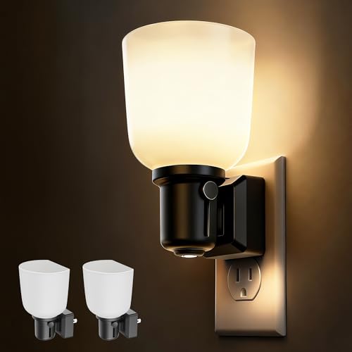 Image of L LOHAS LED Night Lights Plug into Wall,[2 Pack] Dimmable Plug in Night Light,0-100LM Adjustable Brightness,Dusk to Dawn Sensor, 3000K Soft White, Boho Farmhouse Night Lights for Bedroom Bathroom