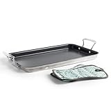 Nordic Ware Double Burner High-Sided Formed Griddle with 2 Oven Hot Pads