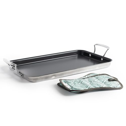 Nordic Ware Double Burner High-Sided Formed Griddle with 2 Oven Hot Pads