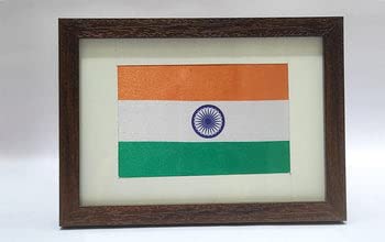 Image of Indic Inspirations India flag frame, Desktop Frame (A5), Wall Frame, National flag of India, Tiranga Flag Wall Frame, Polyester Bharat Flag, Easy to Maintain