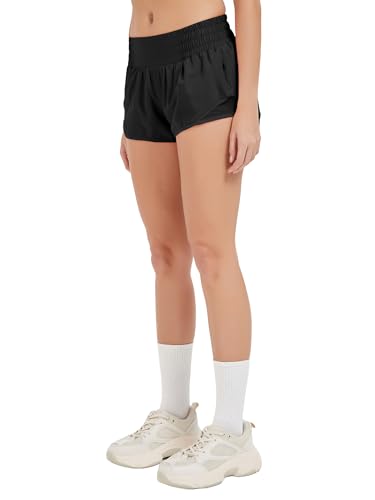 MCEDAR Women's Athletic Shorts for Gym Workout Shorts 2.5" Quick-Dry Lightweight Running Short with High Waisted Zip Pockets4