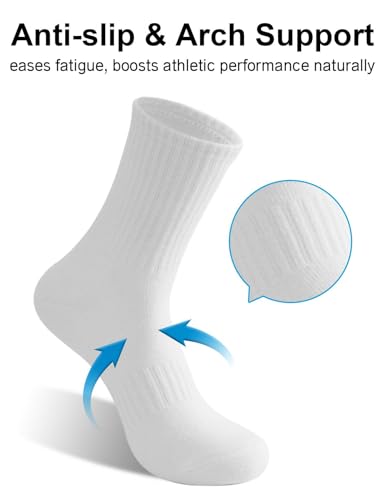 Image of Irisbear Cushion Crew Socks for Women Cotton Running Hiking Athletic Long Socks for Women 5 Pairs