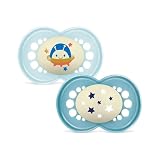 MAM Original Night Succhietto 16+ mesi, Set da 2 ciucci, Azzurro/Blu