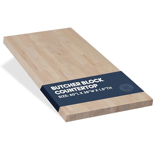 Comparison: Best Stain For Birch Butcher Block 6 AllForWood Solid Wood Butcher Block Countertop, Butcher Block Table Top for DIY Washer Dryer/Island/Kitchen Countertop (Birch Wood - Unfinished, 60''L x 36''W x 1.5''Th)