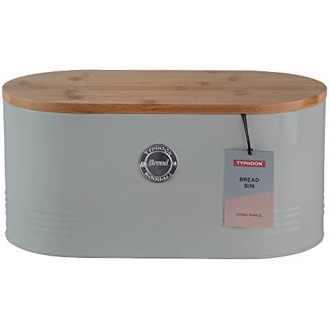 Typhoon Living Grey Bread Bin with Bamboo Lid Cover