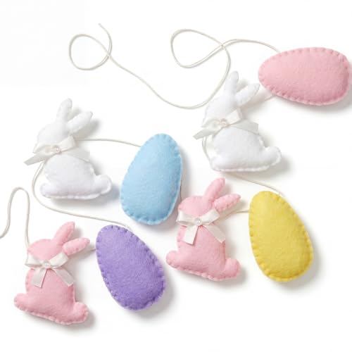 SmoothNovelty Bunny Egg Spring Felt Garland Some Bunny is Two Birthday Party Decorations for Home 4.9 ft Felt Rabbit Egg Garland Handmade Hanging Banner for Mantel Farmhouse Fireplace Wall Decor